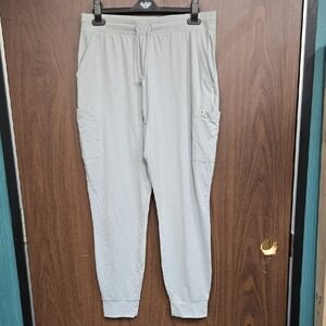 Frank & Oak Size M Light Grey High Waisted Cargo Jogger Lounge Pant